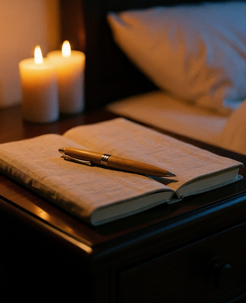 Detailaufnahme eines Planungs-Journals für Abendrituale